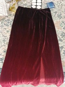 Ombre Burgandy, blood wine Velvet Slit Maxi Skirt