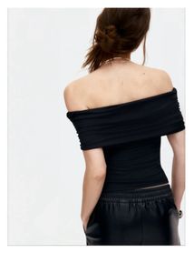 H&amp;M Black Off-Shoulder Gathered Top