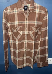 Brown Plaid Slim Fit Casual Shirt
