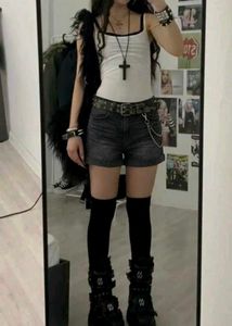 Dark Charcoal Wash Denim Shorts