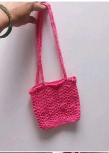 Handmade Knitted Pink Bag