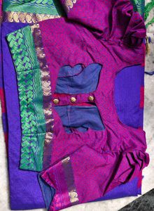 Vibrant Pink &amp; Purple Brocade Saree