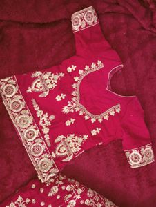 Wine Red Lehenga Set With Heavy Gold Embroidery