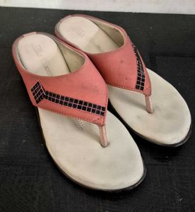 Coral Thong Sandals with Embellishments