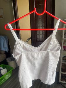 Ribbed Lace Trim Cami Top