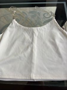 White Crop Top with "Me." Graphic