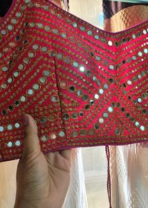 Beautiful Off-White &amp; Pink Patchwork Chaniya Choli