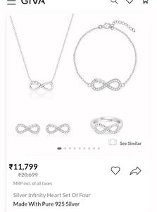 price drop 📉 GIVA Silver Infinity Heart Set