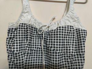 Gingham Print Tie-Front Cami Top