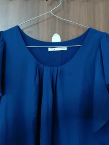 Chic Blue Cap Sleeve Top