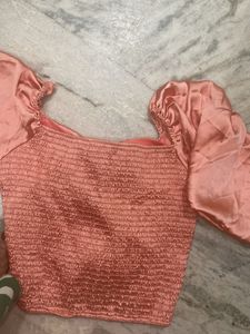 Satin Ruched Crop Top