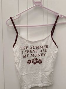 White Crop Top with "The Summer I Spent All My Mon