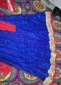 Blue &amp; Red Embellished Saree