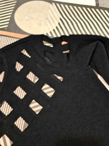 Chic Black Cutout Long Sleeve Dress shein