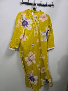 Avyco Kurta - Yellow Floral Print