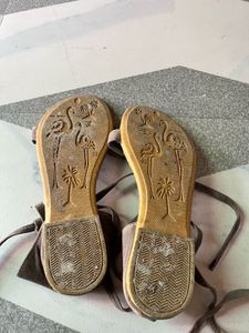 Stylish Grey Tie-Up Sandals