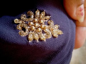 Elegant blue suit material  with Gold Motifs