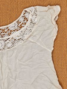 Forever 21 Boho Lace Trim Off-White Top