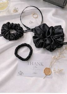 Black Handmade Scrunchie Set of 3