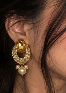 ✨ Golden Crystal Statement Earrings