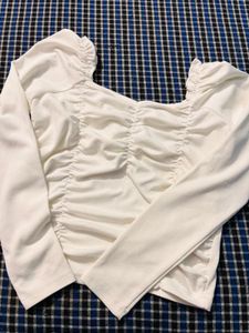 Chic Ruched White Top🫶