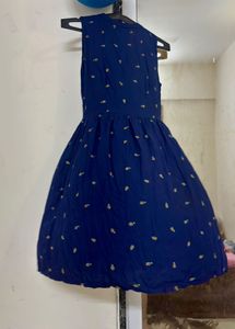 Navy Blue Pineapple Print Dress