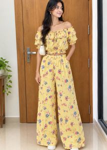 Floral Print Off-Shoulder Top & Pants Set