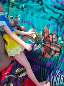 Blonde Doll with Blue and Yellow Dress