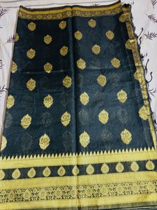 Elegant Black & Gold Saree