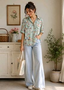 Pastel green half shirt
