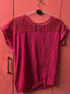 Pink Lace Detail Top