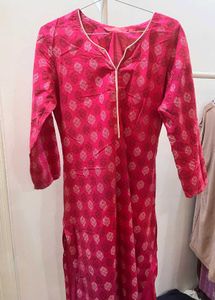 Vibrant Pink Printed Kurta