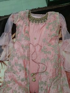 beautiful partywear gown and shrug with bottom