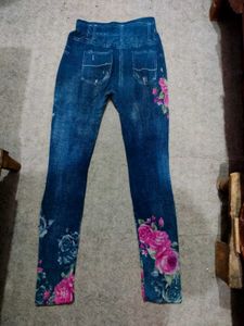 Floral Print Denim Jeggings