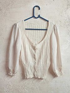 Trendy Cropped Button-up Top Cardigan