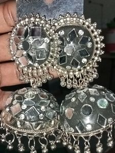 Mirror Work Jhumka Earrings &amp;Stude