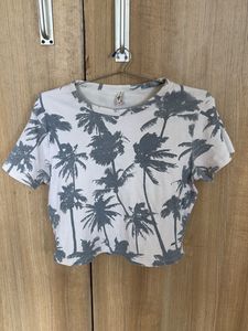 Palm Tree Print Cropped Top