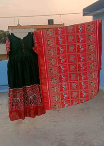 A Traditional Long Frock With Dupatta