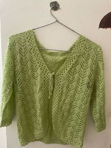 Lightweight lime Green Crochet top