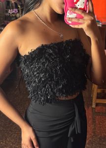 Fuzzy Strapless Tube Top