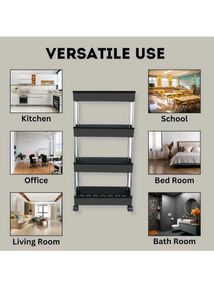 *4 COMPARTMENTS PLASTIC STAINLESS STEEL TROLLEY