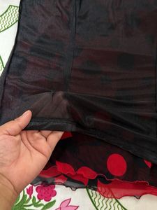 Red &amp; Black Polka Dot Dupatta