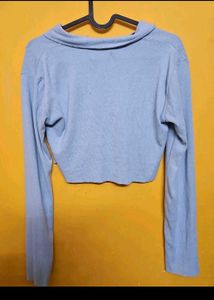 Basata Light Blue Collared Cropped Top