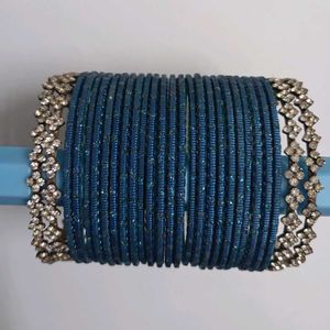 Blue Bangle combined with Rhinestone bangles