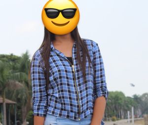 Blue Plaid Zipper Front Shirt