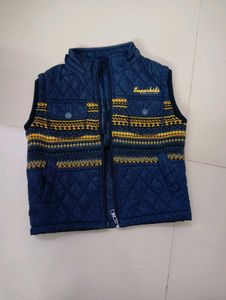 Kids Blue Quilted Vest Wool
