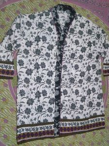 Elegant Floral Print Kimono Style Kurta