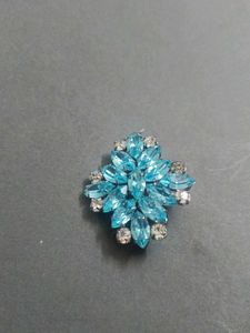 Stunning Blue Crystal Brooch Pin
