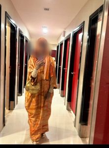 Elegant Orange abaya with Scarf