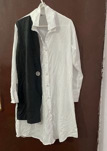 Black and white long sleeve blouse